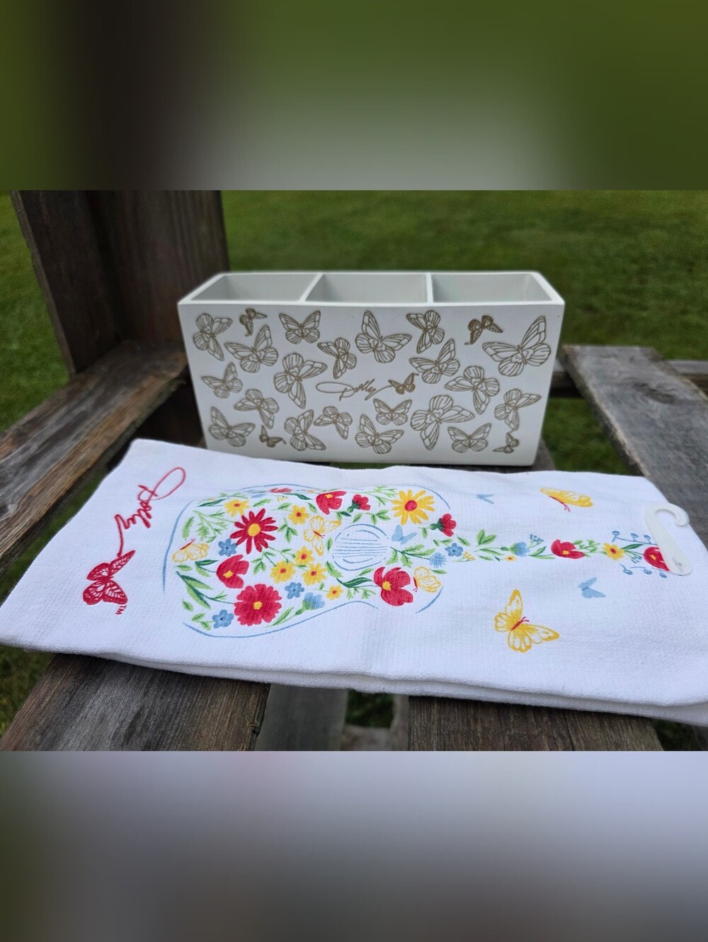 Dolly Parton butterfly print 3 Slot Caddy Spring Makeup brushes